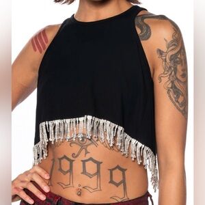 AKIRA NWOT top rhinestone fringe Western sz S Nashville bachelorette Festival